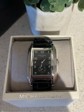 Patek Philippe Men’s Black Dial Stainless Steel Men’s Dress Watch (copy)